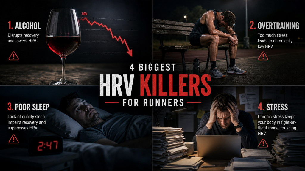 HRV-Killer für Läufer – Alkohol, Schlafmangel und Übertraining senken die Herzratenvariabilität messbar.