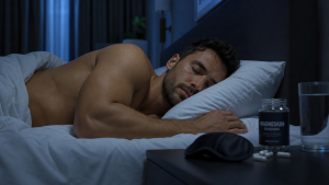 Sleepmaxxing für Läufer – entspannter Athlet schläft tief und regeneriert nach dem Lauftraining